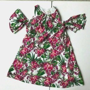 Umgee Cold Shoulder Dress Small Floral Keyhole